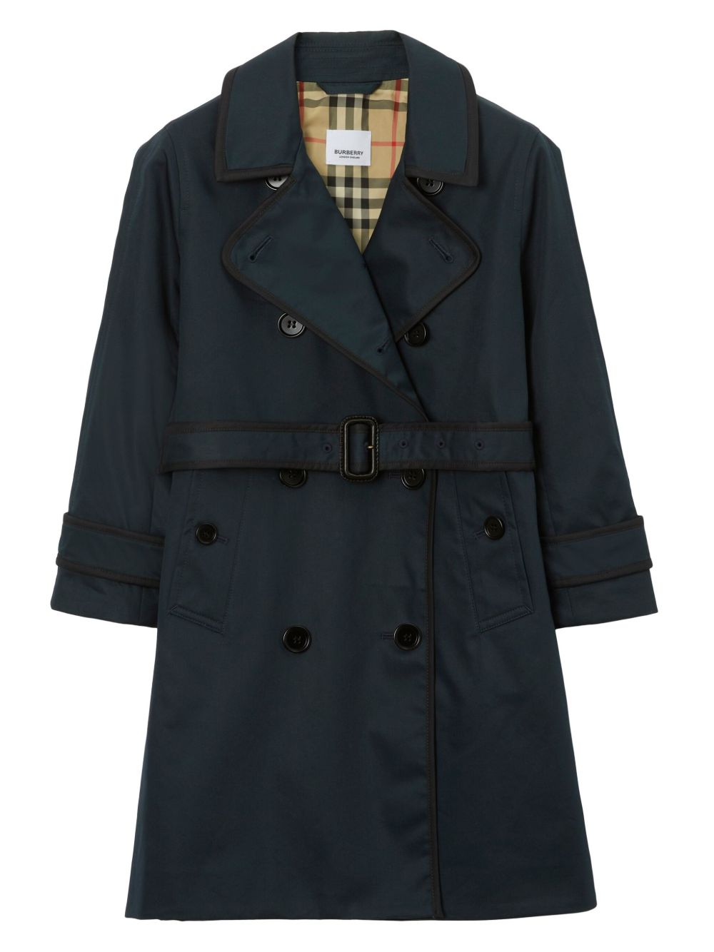 Burberry Kids 双排扣风衣 - 蓝色