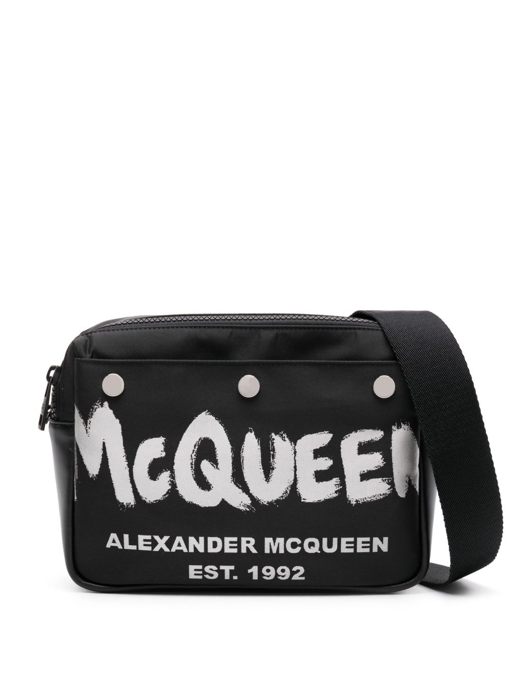 Alexander McQueen logo印花邮差包 - 黑色
