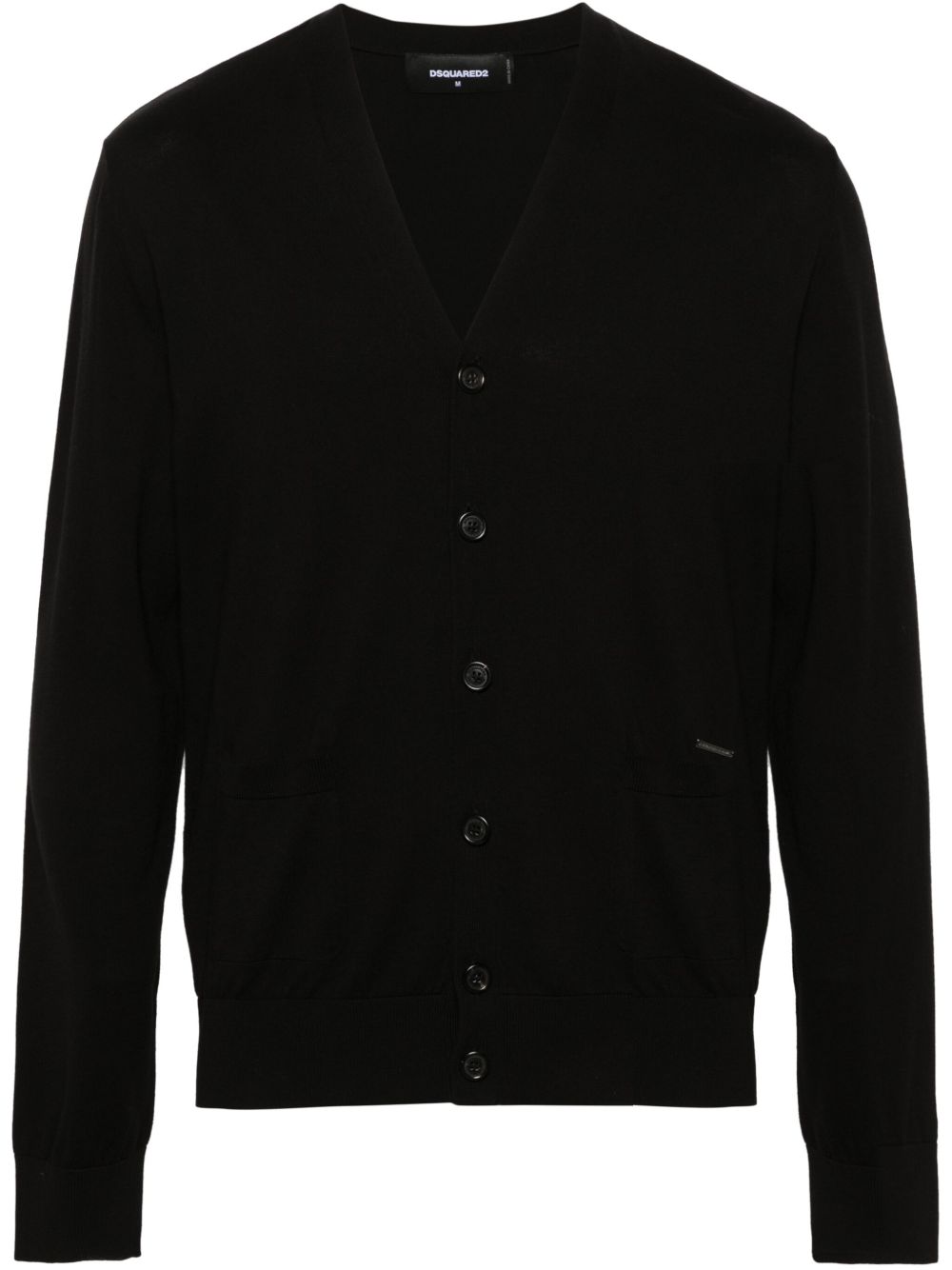 DSQUARED2 V领密织开衫 - 黑色