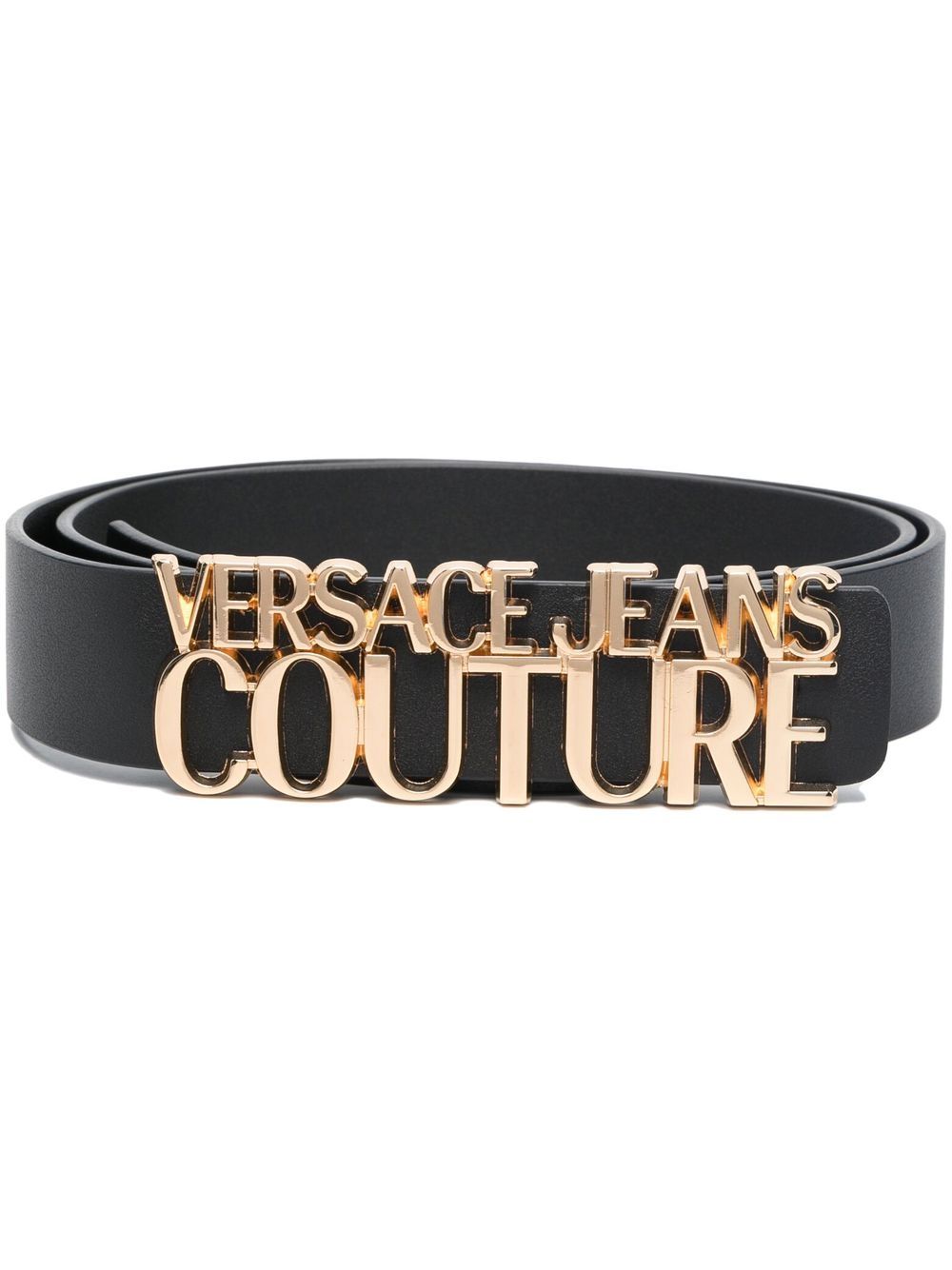 Versace Jeans Couture logo细节皮质腰带 - 黑色