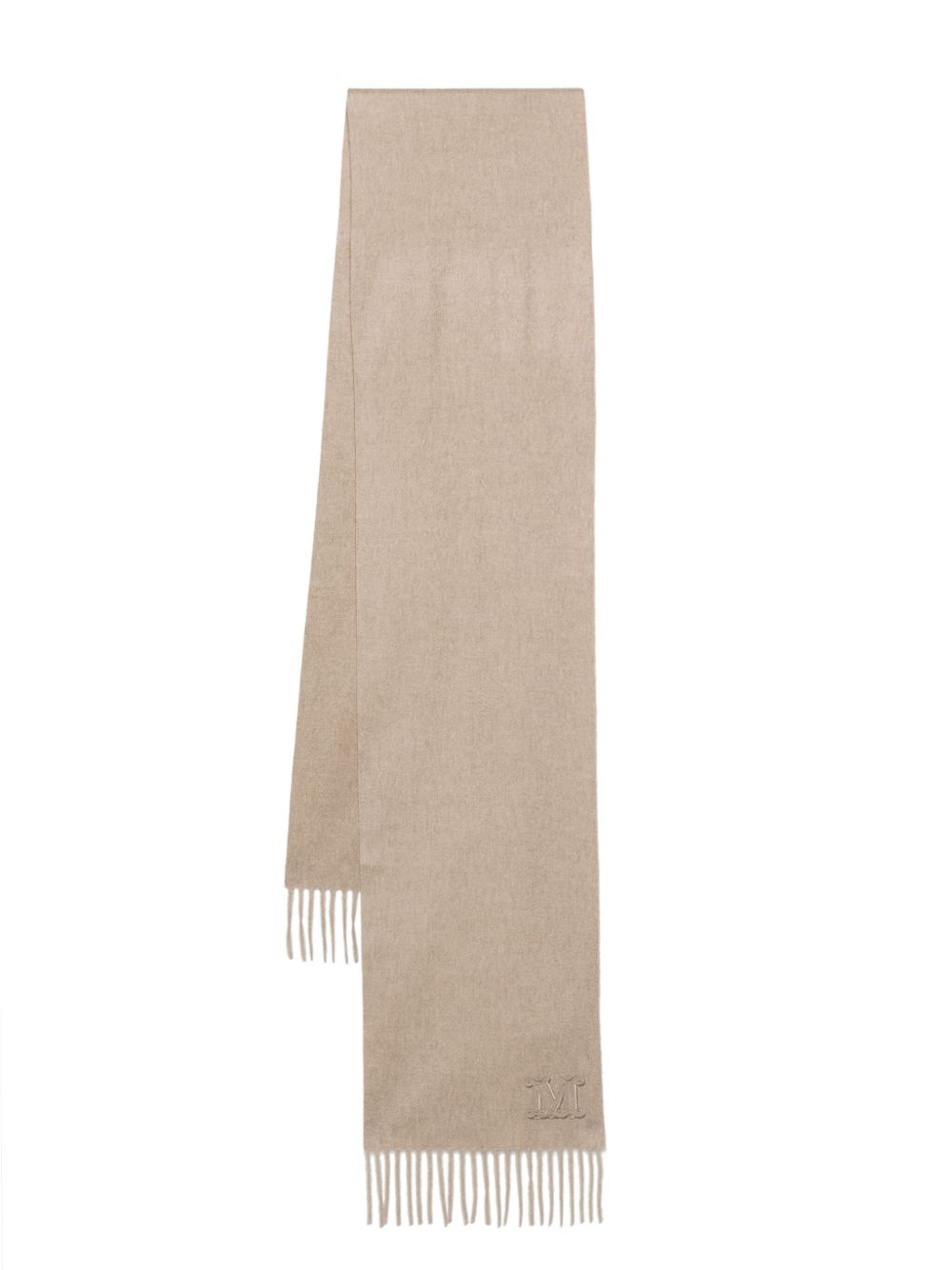 Max Mara logo刺绣羊绒围巾 - 中性色