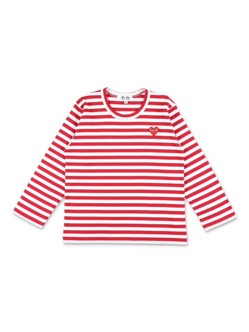 Comme Des Garçons Play Kids 心形贴花条纹T恤 - 白色