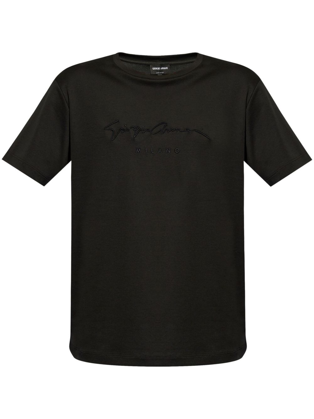 Giorgio Armani logo刺绣T恤 - 黑色