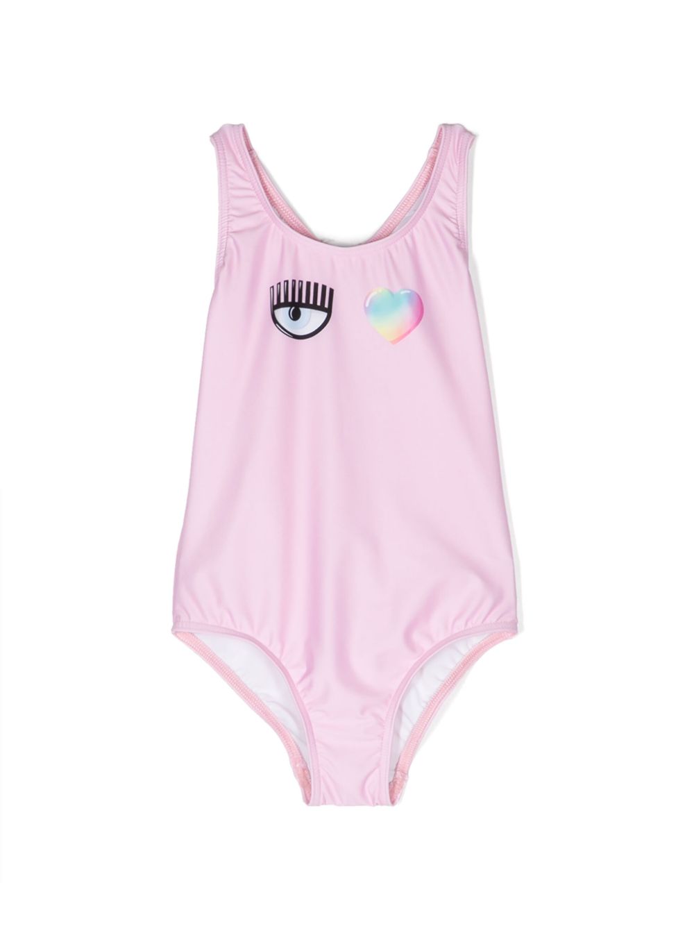 Chiara Ferragni Kids Eye Heart 连体泳衣 - 粉色