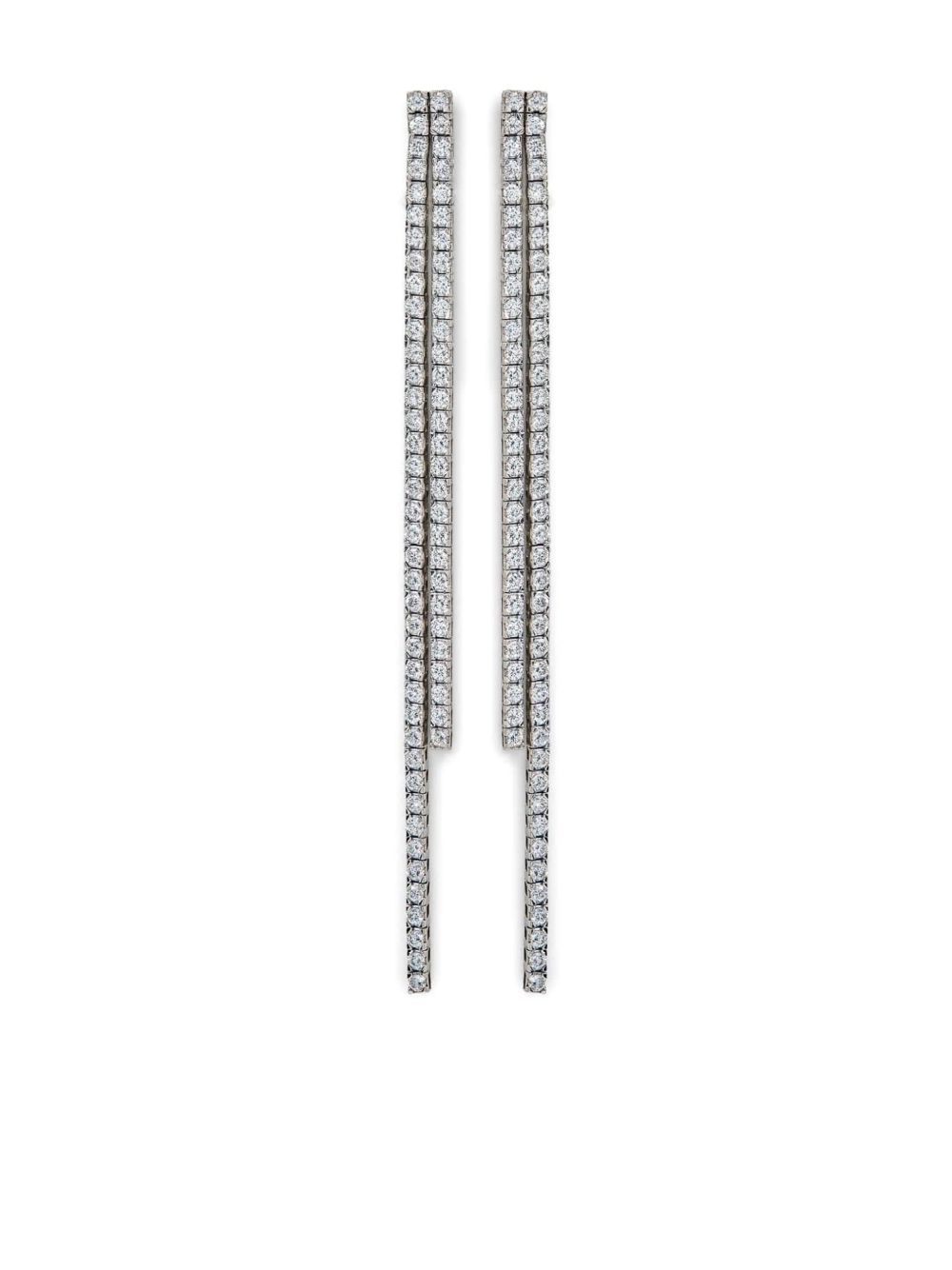 Jewels Aficionado 18K白金钻石吊饰耳环 - 银色