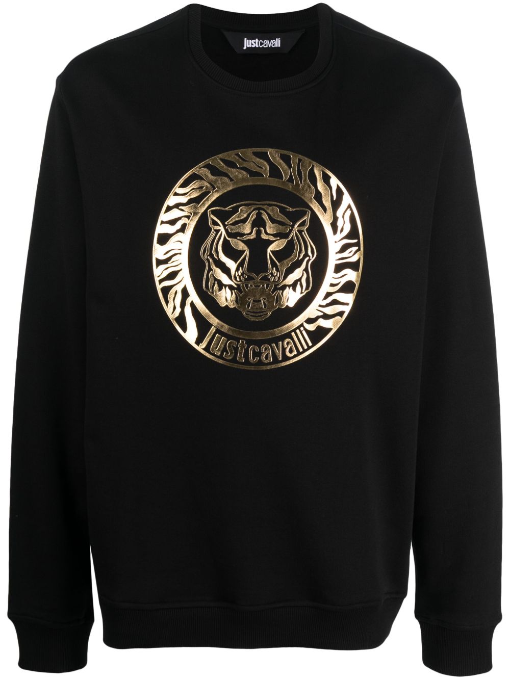 Just Cavalli logo印花棉卫衣 - 黑色