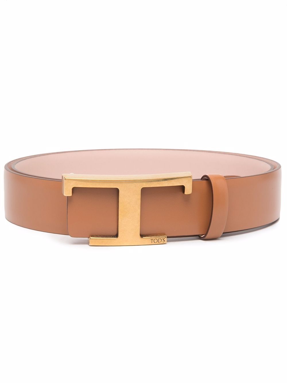 Tod's 托德斯 logo扣环皮质腰带 - 褐色