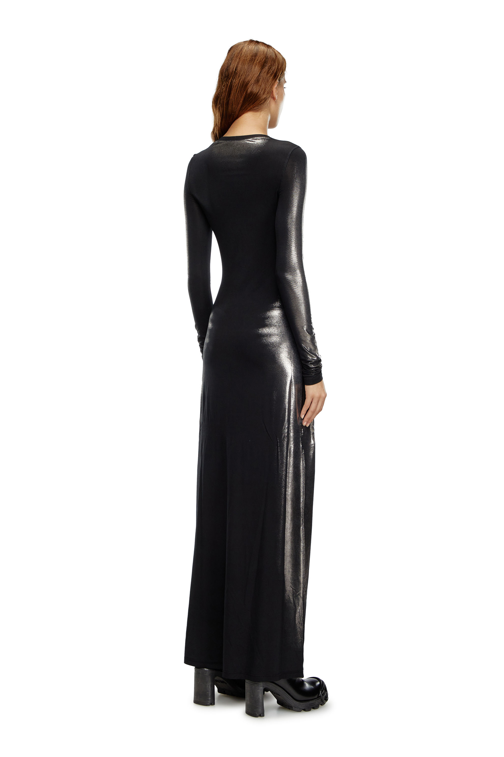 Diesel - Long dress in metallic stretch jersey - Dresses - Woman - Black
