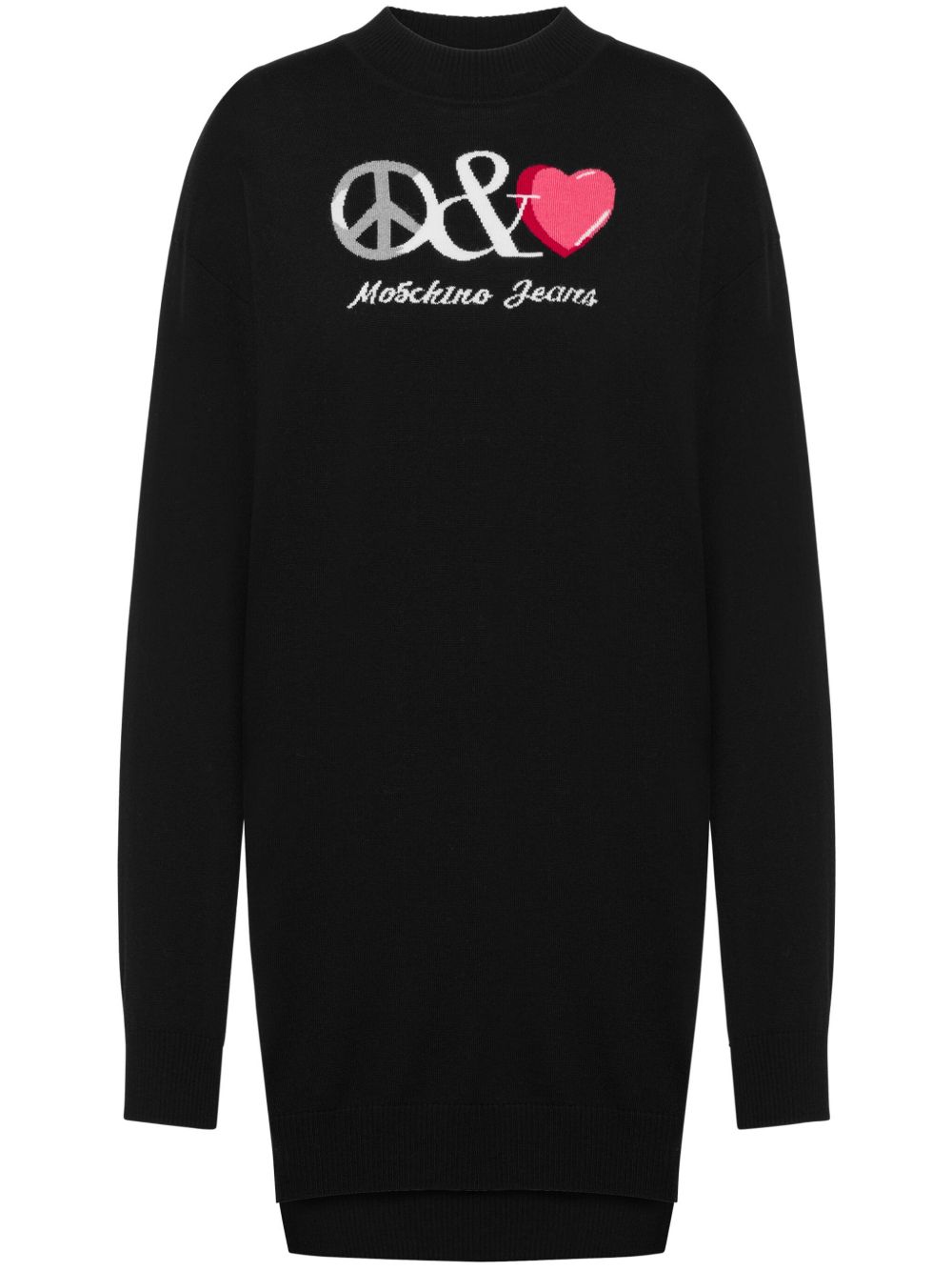 MOSCHINO JEANS logo毛衣式迷你连衣裙 - 黑色