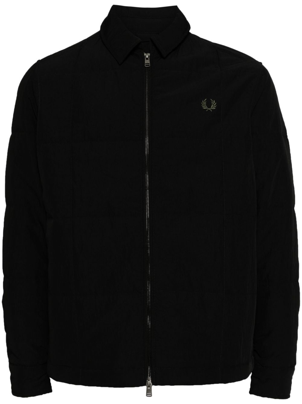 Fred Perry logo刺绣拉链夹克 - 黑色