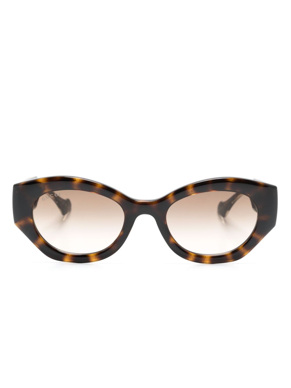 Gucci Eyewear 椭圆形框太阳眼镜 - 褐色