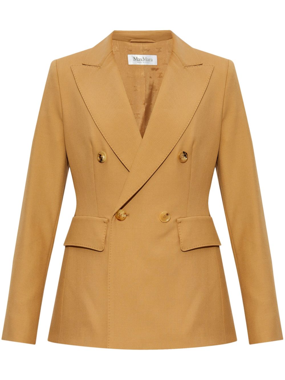 Max Mara 初剪羊毛双排扣西装夹克 - 褐色