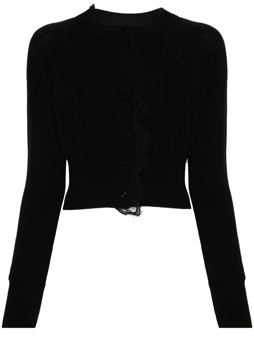 Ermanno Scervino 凸纹蕾丝边饰开衫 - 黑色