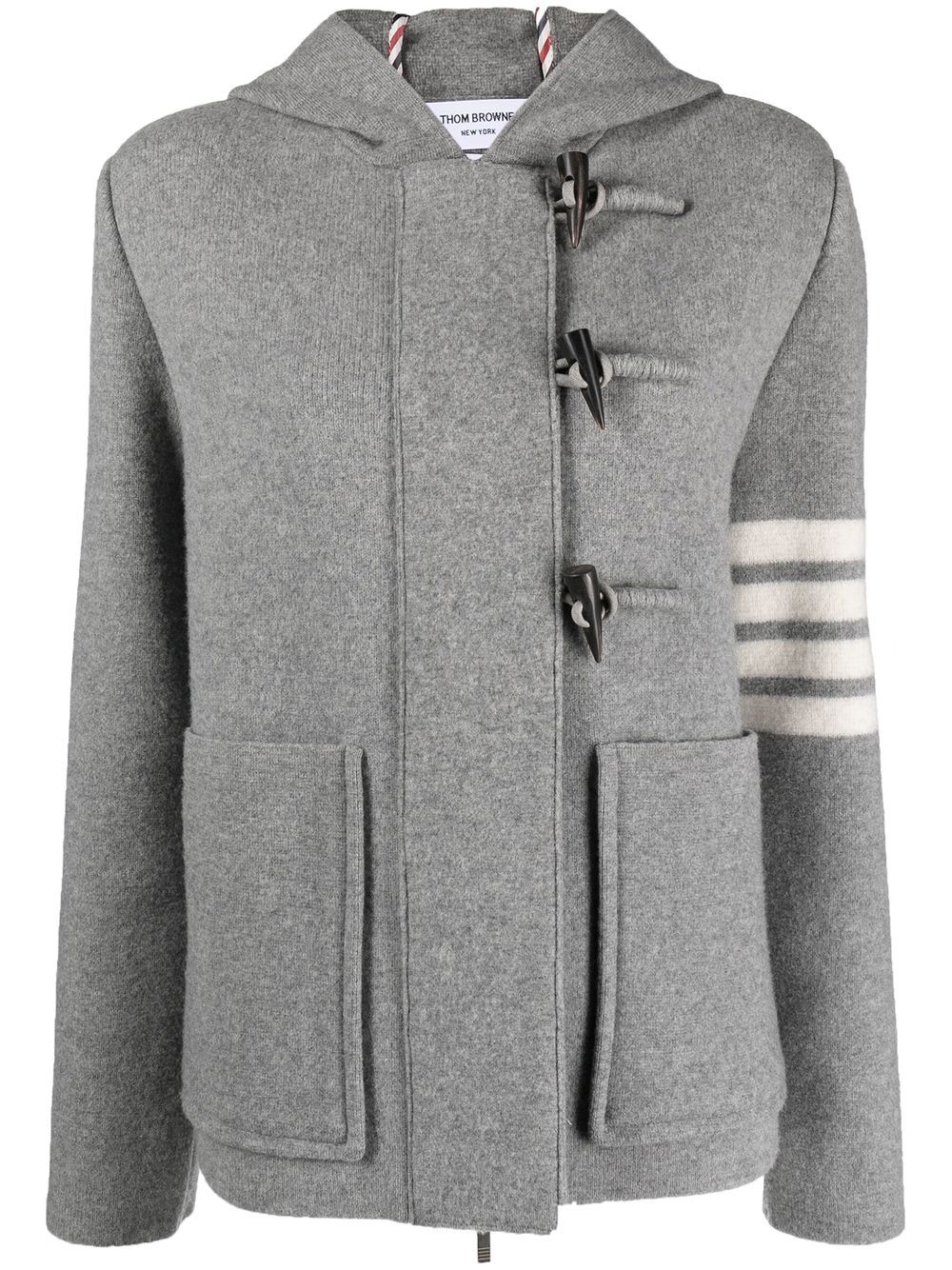 Thom Browne 初剪羊毛连帽牛角扣夹克 - 灰色