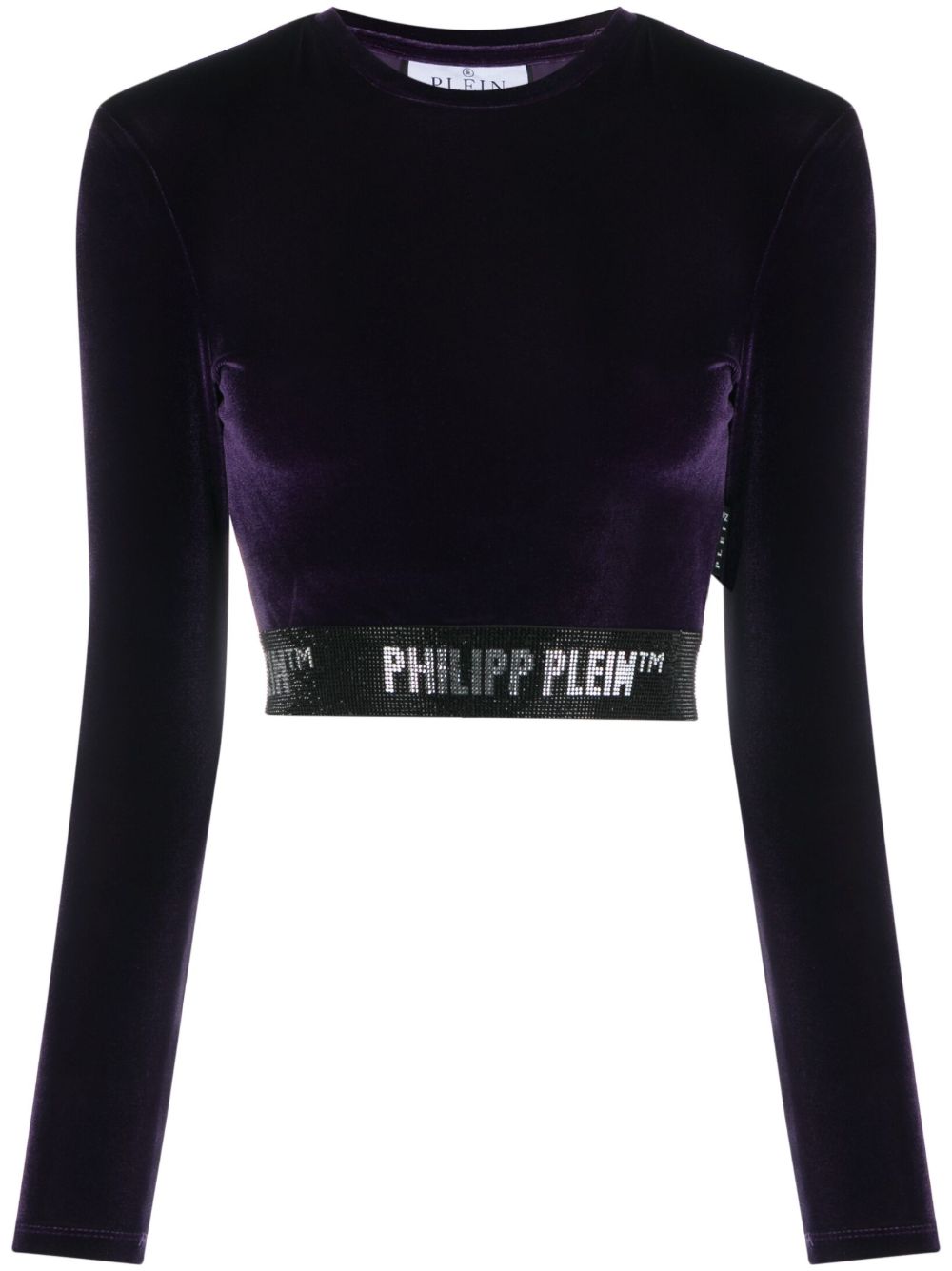 Philipp Plein 缀饰丝绒短款上衣 - 紫色