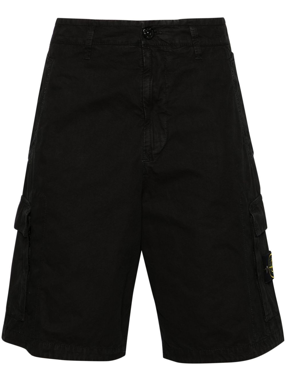Stone Island 罗盘徽章棉工装短裤 - 黑色