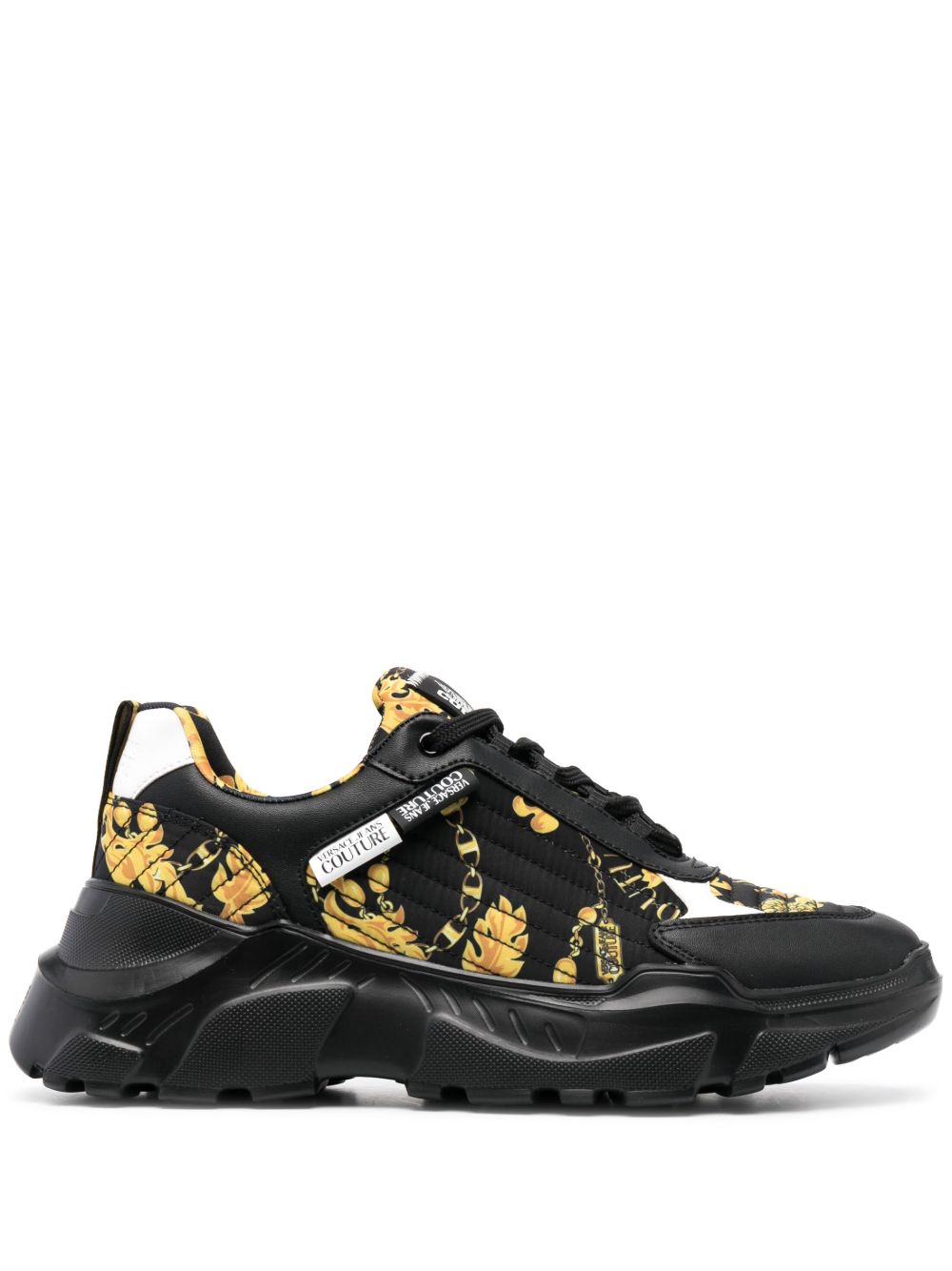 Versace Jeans Couture 巴洛克图案印花运动鞋 - 黑色