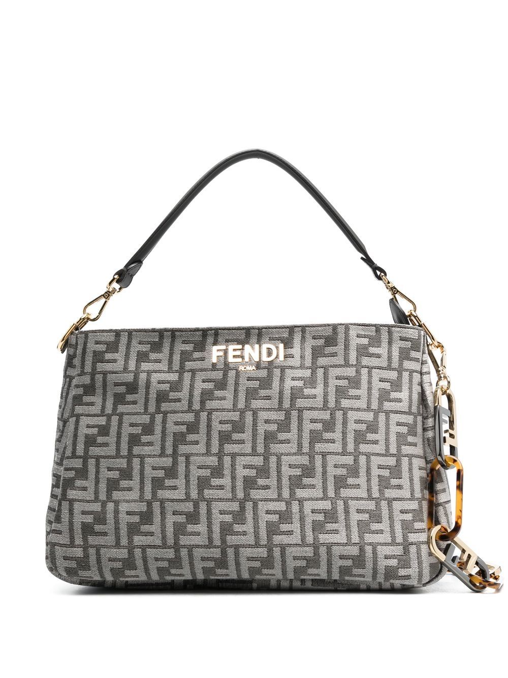 FENDI O'Lock FF 经典logo手提包 - 灰色