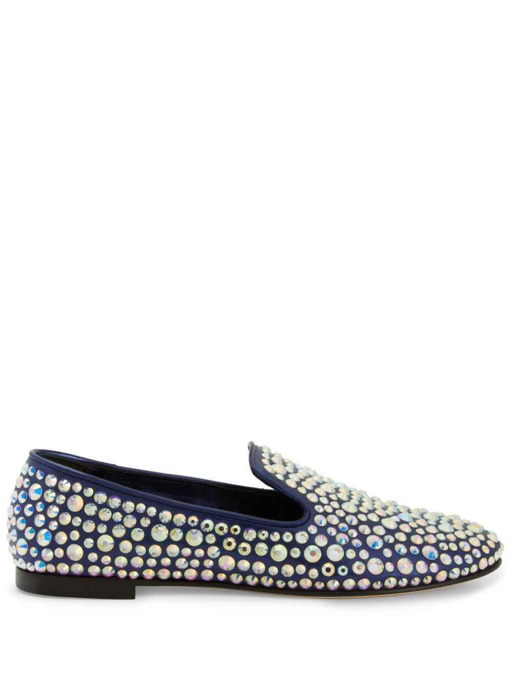 Giuseppe Zanotti Evangeline 水钻缀饰绒面皮乐福鞋 - 蓝色