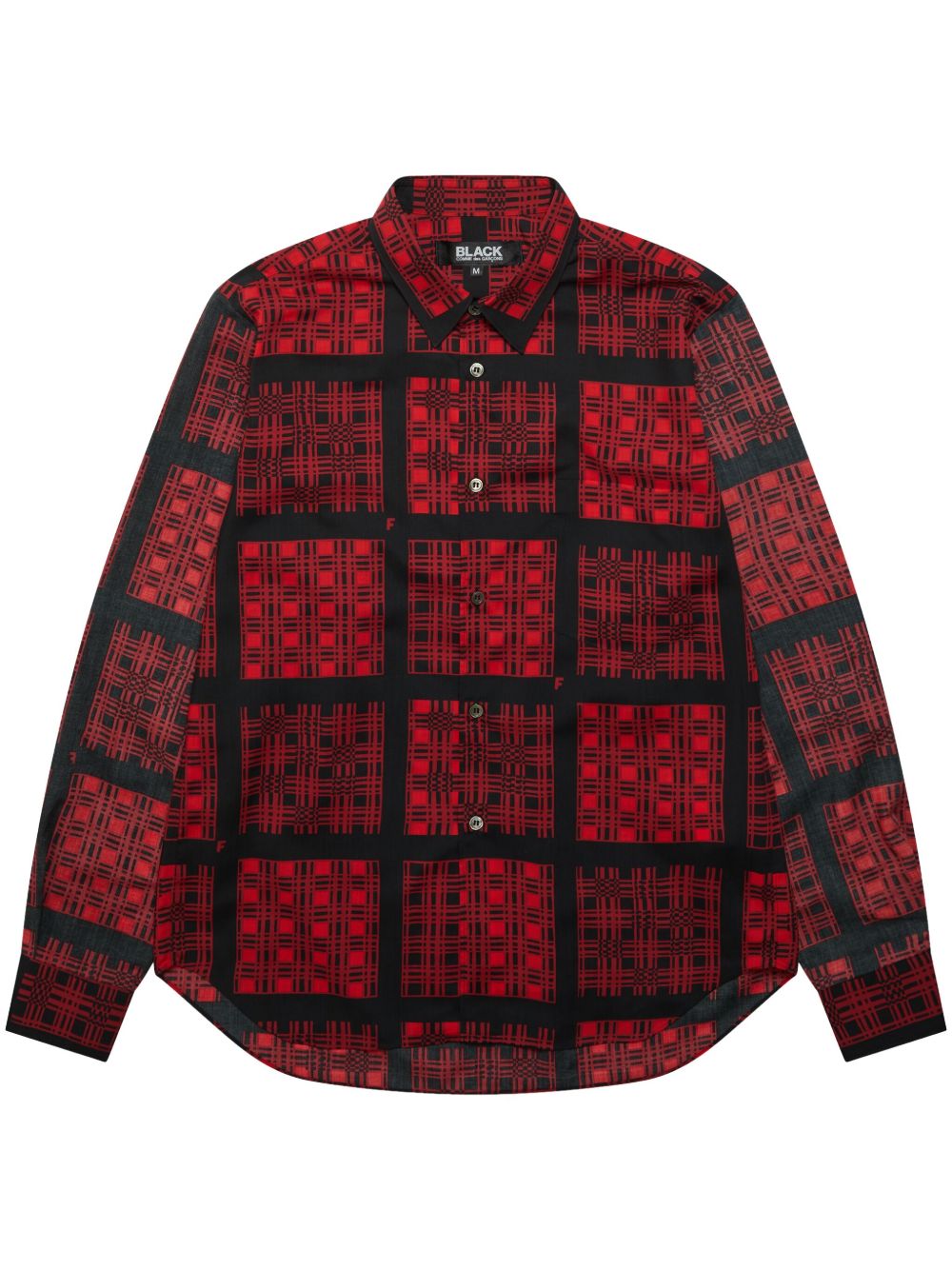 Black Comme Des Garçons 格纹长袖衬衫 - 红色