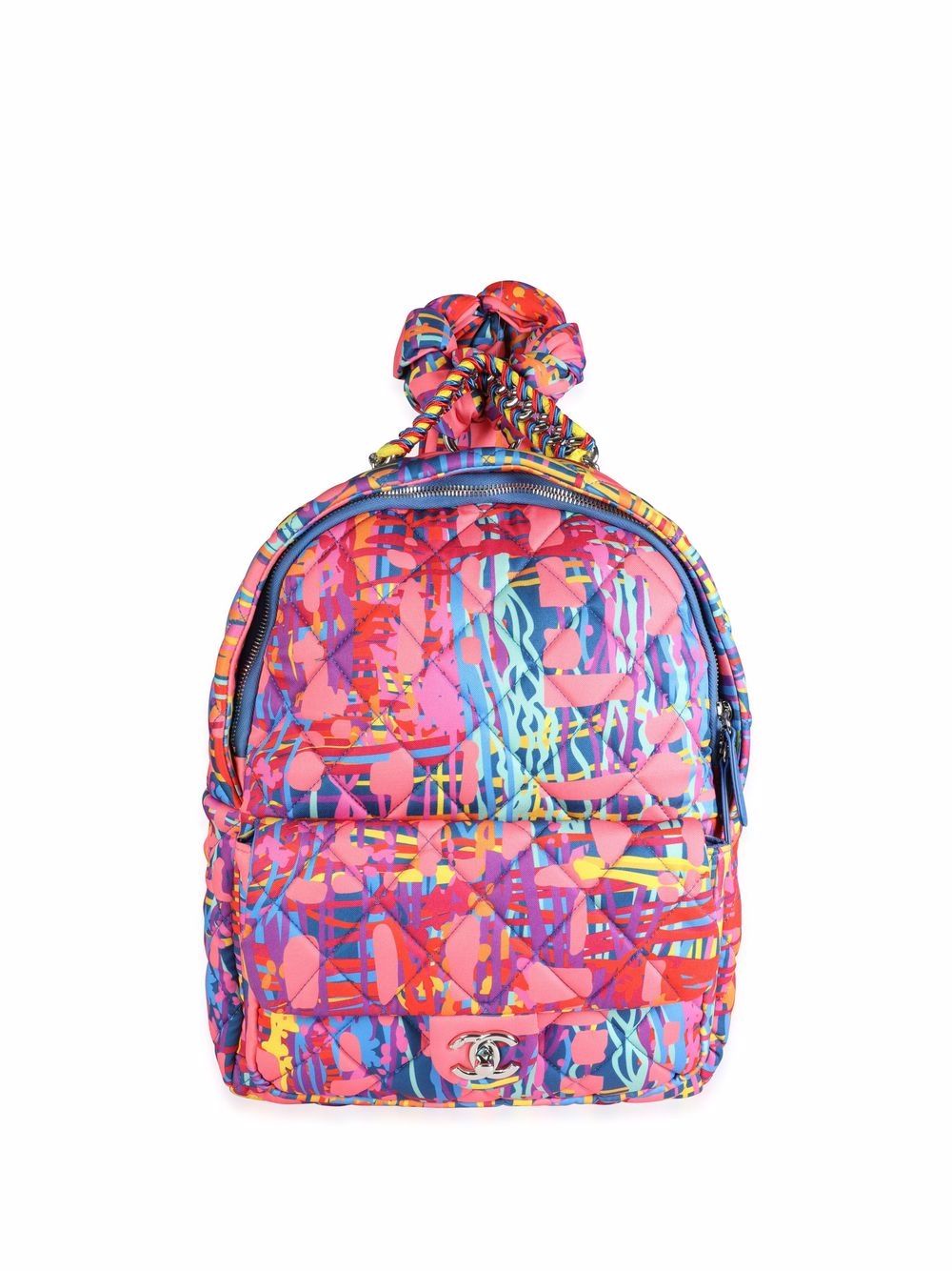 CHANEL Pre-Owned CC 菱纹绗缝双肩包 - 粉色