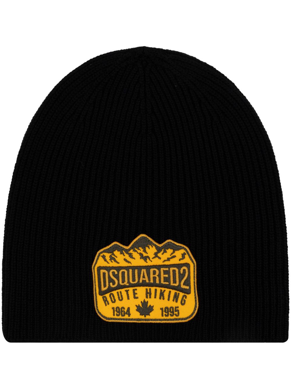 DSQUARED2 logo贴花羊毛套头帽 - 黑色