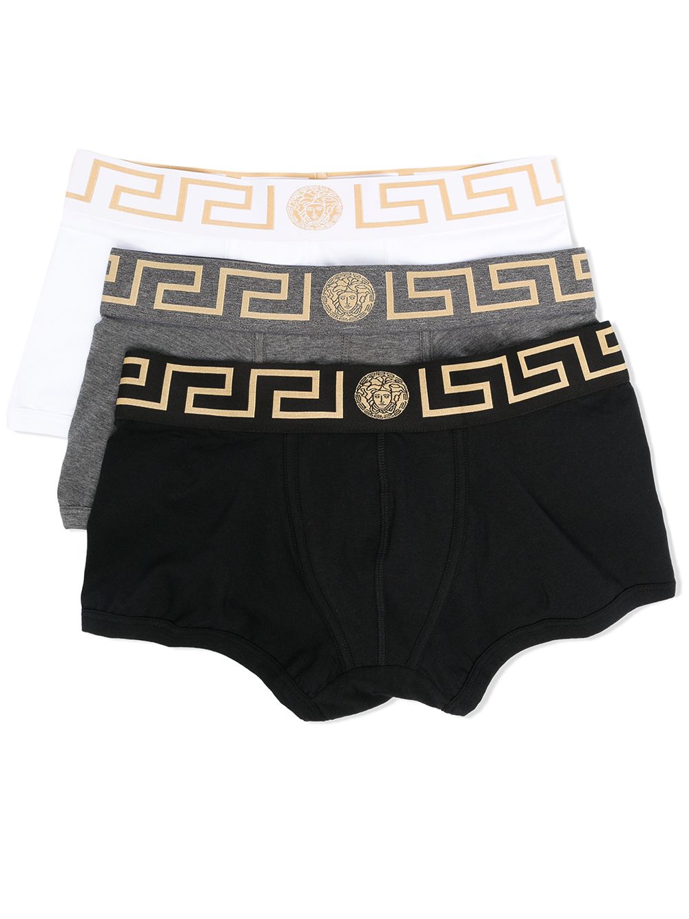 Versace 范思哲 Greca滚边四角裤三件装 - 黑色