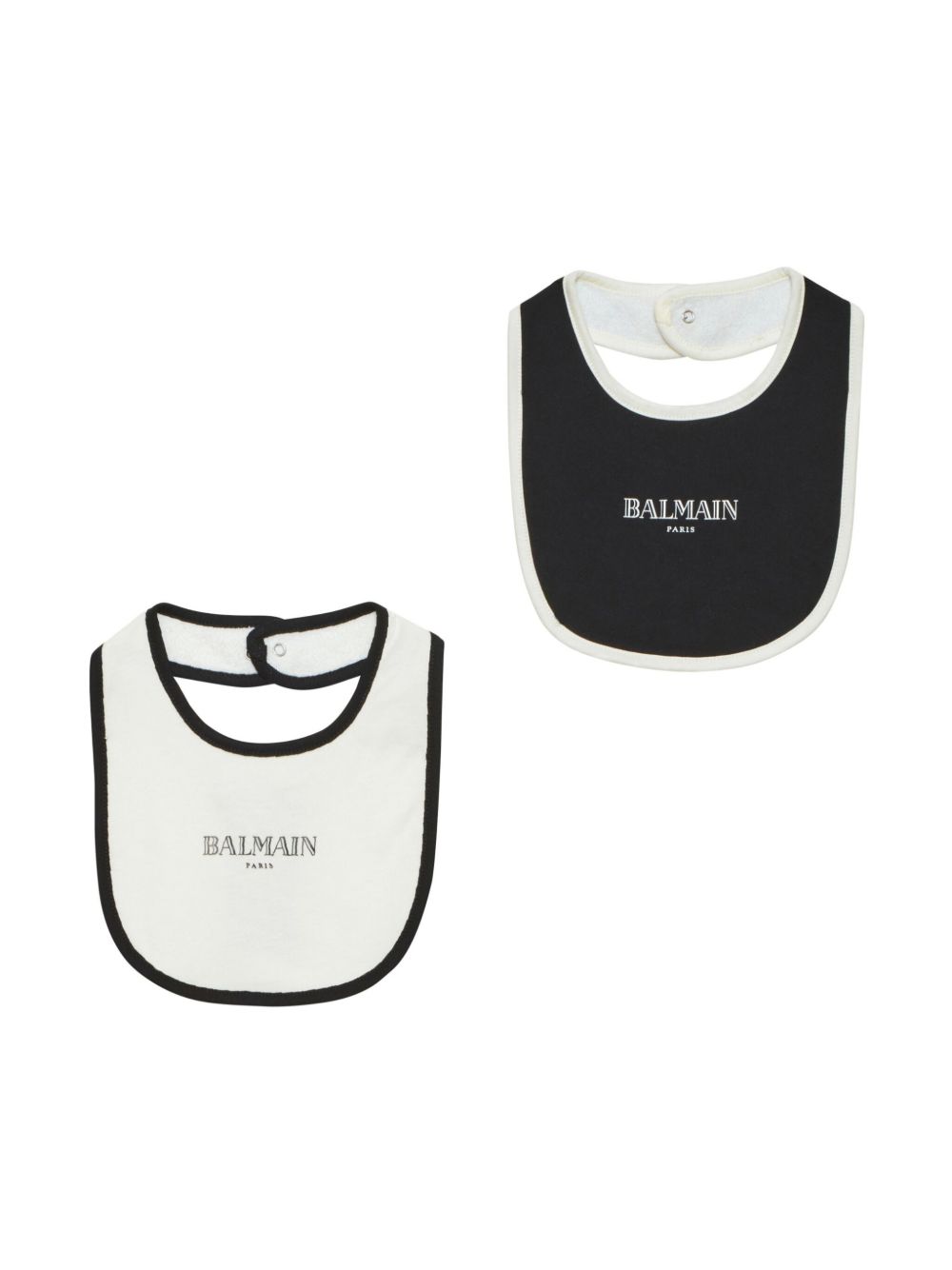 Balmain Kids 双色棉围兜（两件装） - 白色