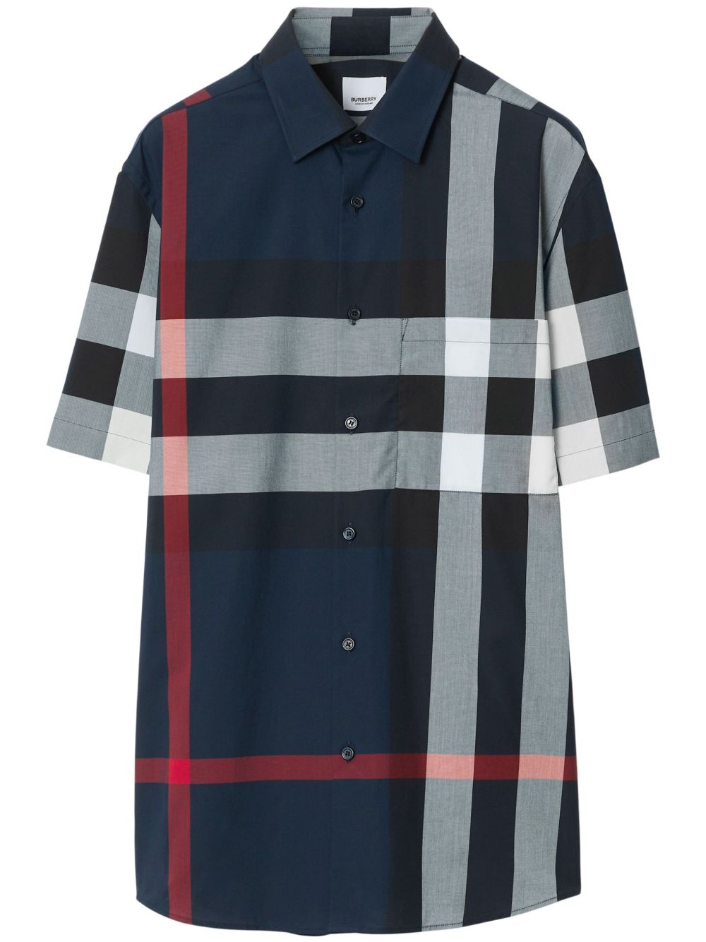 Burberry 格纹棉衬衫 - 蓝色