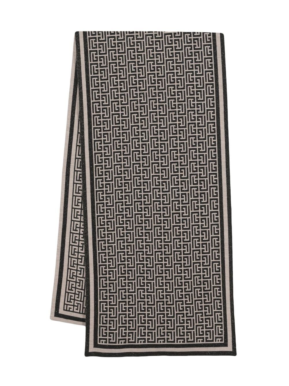 Balmain 经典logo提花羊毛混纺围巾 - 黑色
