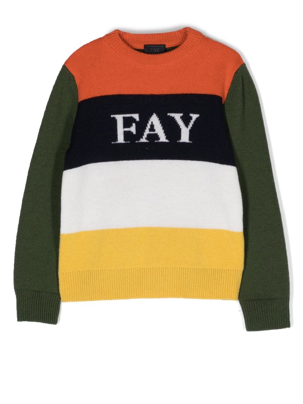 Fay Kids logo刺绣拼色毛衣 - 中性色