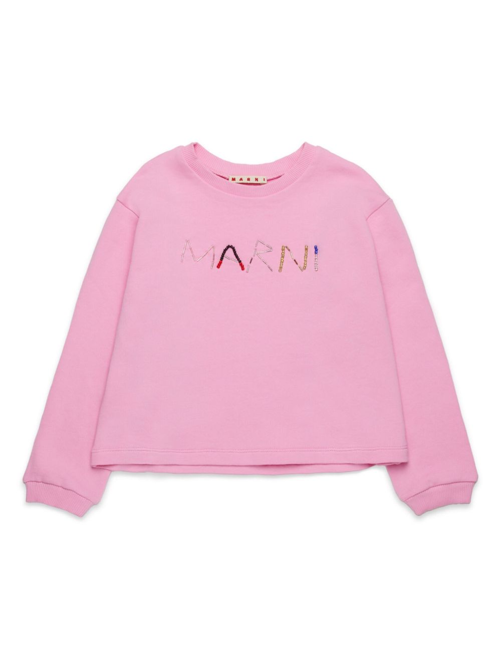 Marni Kids 珠饰平纹针织卫衣 - 粉色
