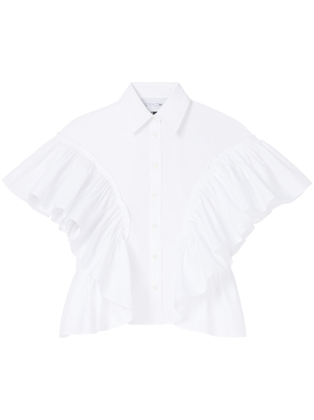 AZ FACTORY x Lutz Huelle Waterfall 荷叶边袖衬衫 - 白色