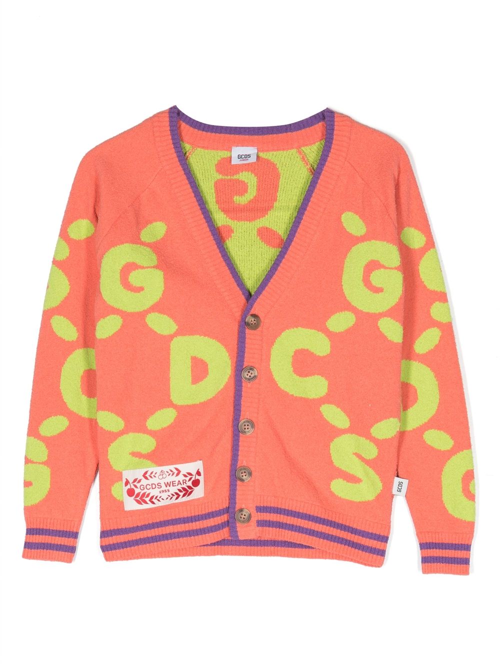 Gcds Kids 凹面压花logo印花开衫 - 橘色
