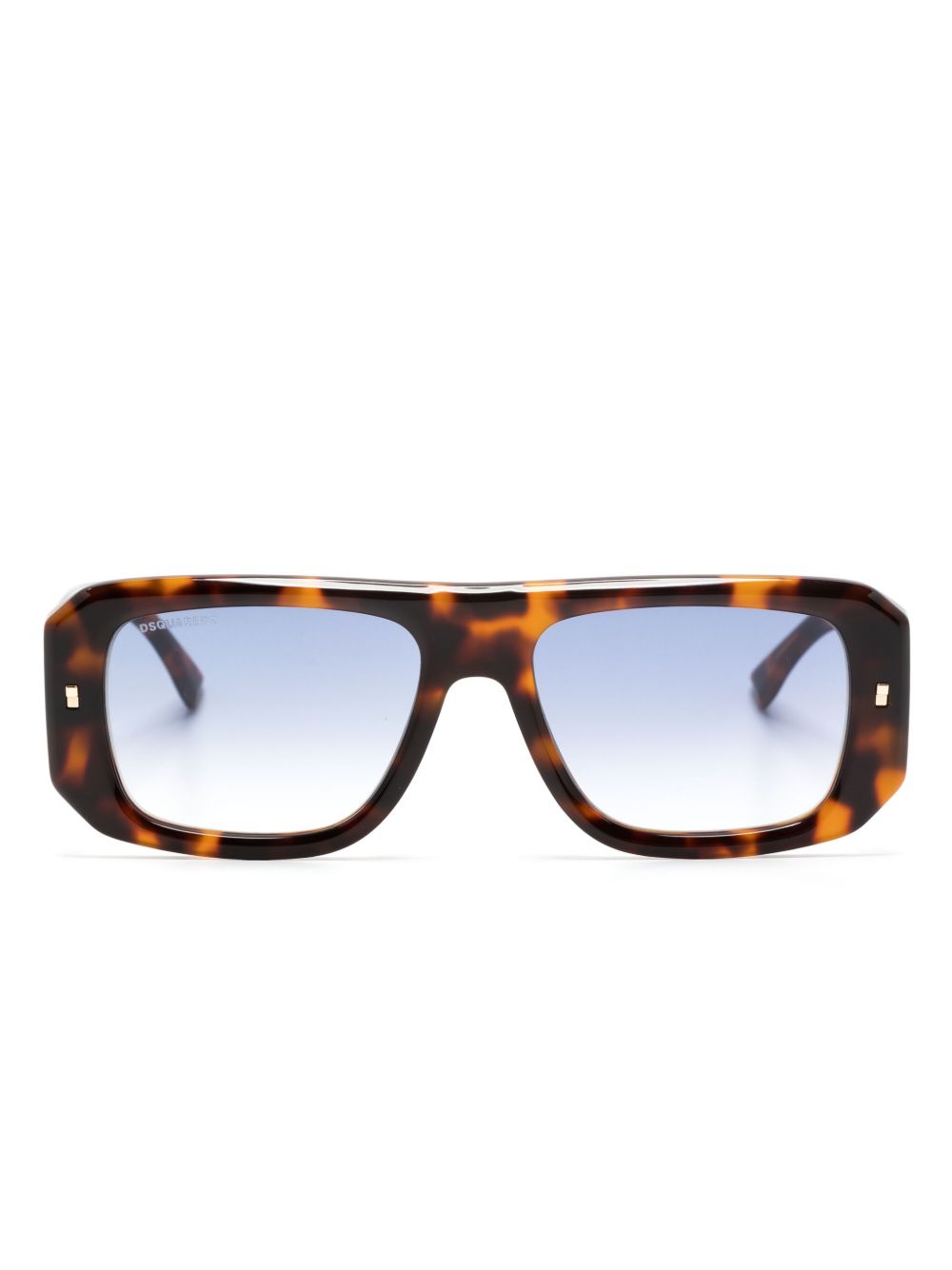 DSQUARED2 EYEWEAR 玳瑁纹长方形框太阳眼镜 - 褐色
