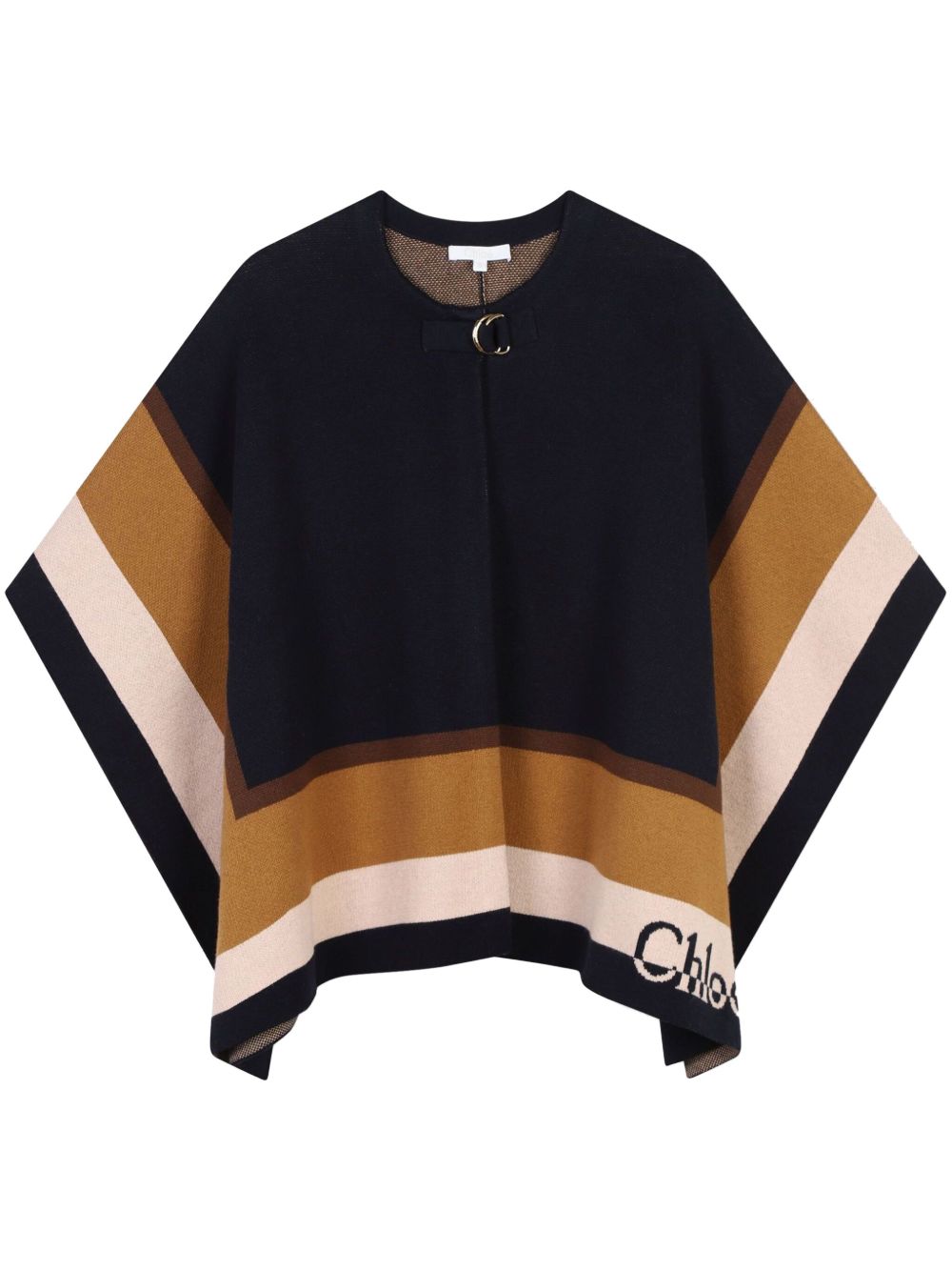 Chloé Kids logo提花针织斗篷 - 蓝色
