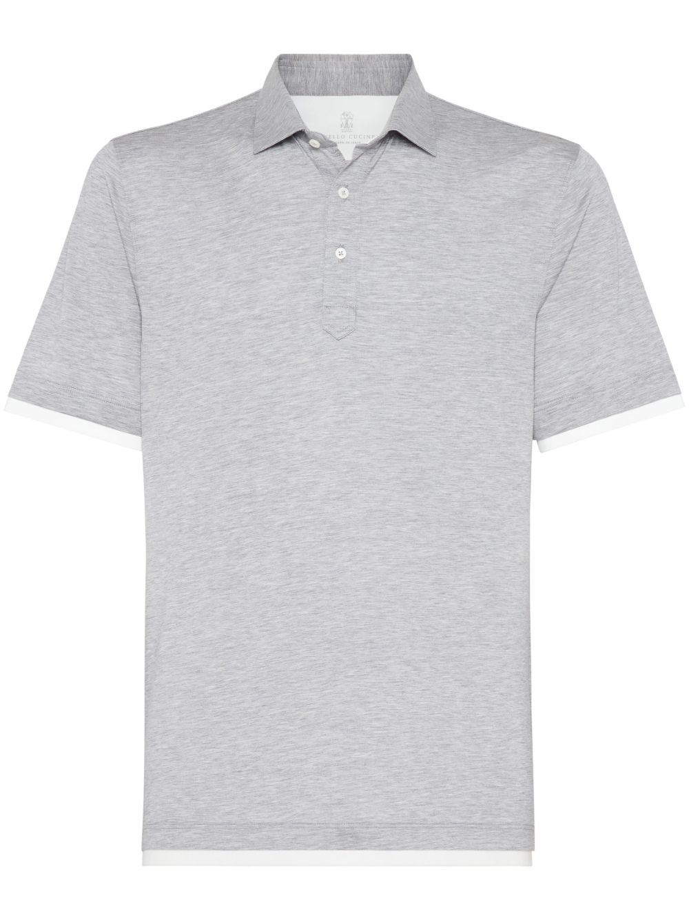 Brunello Cucinelli 纽扣开合真丝混纺polo衫 - 灰色