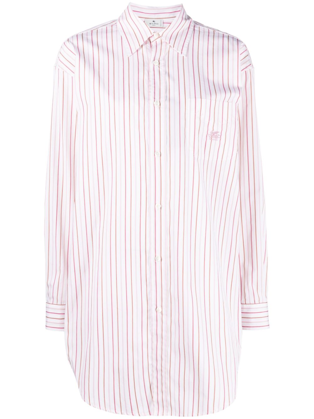 ETRO Pegaso 刺绣条纹棉衬衫 - 白色
