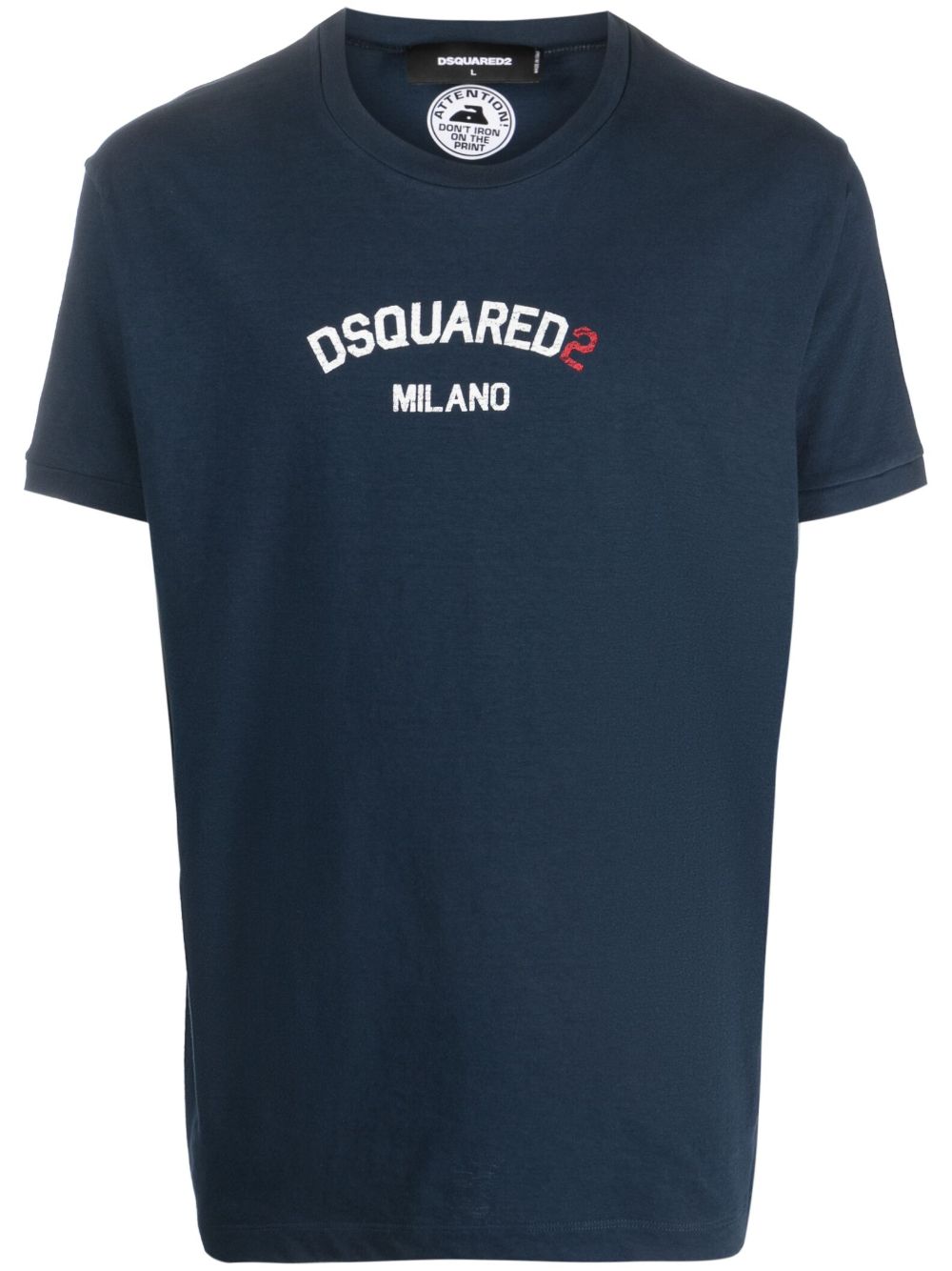 DSQUARED2 logo印花棉T恤 - 蓝色