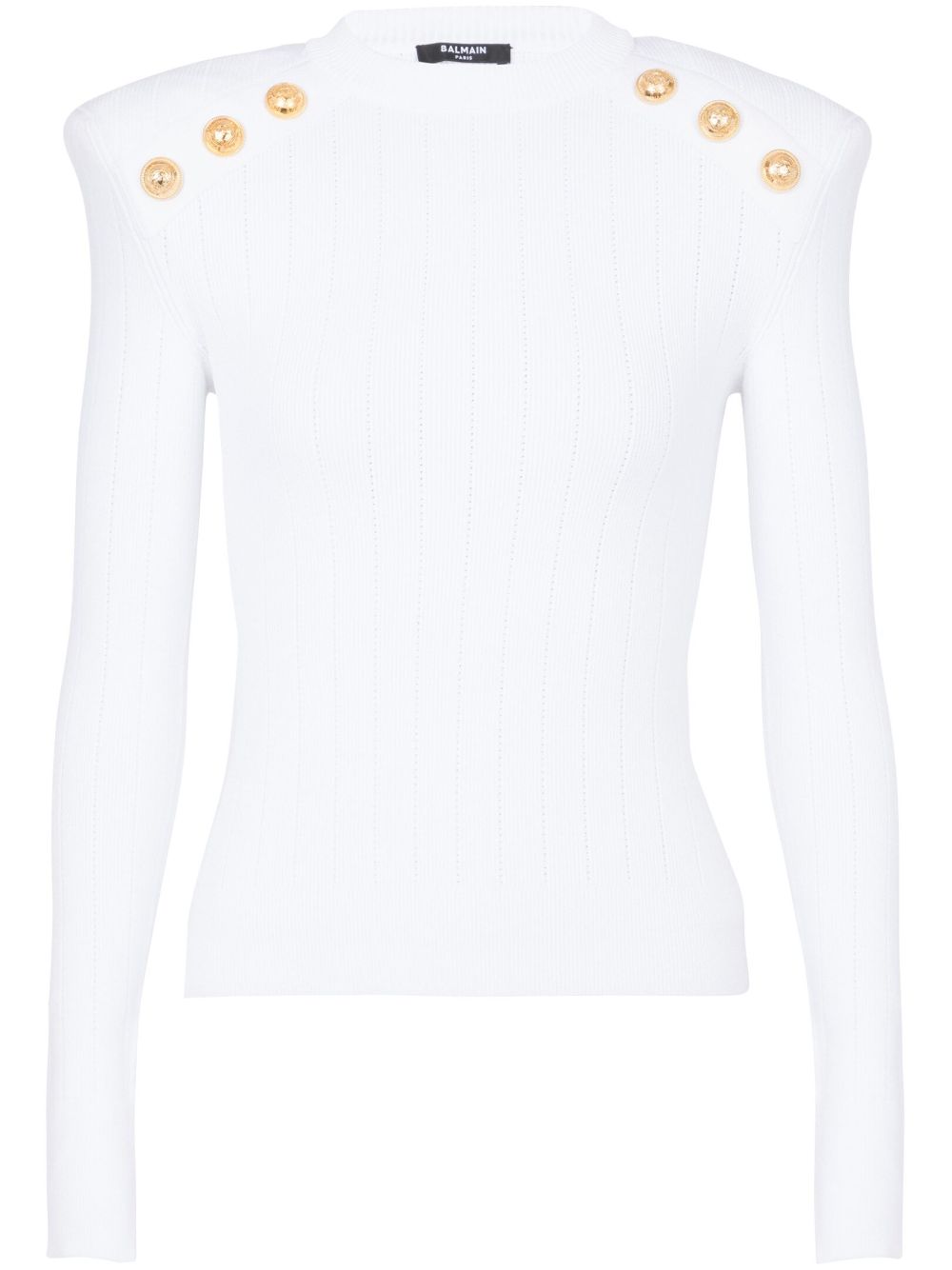Balmain 六纽扣针织毛衣 - 白色