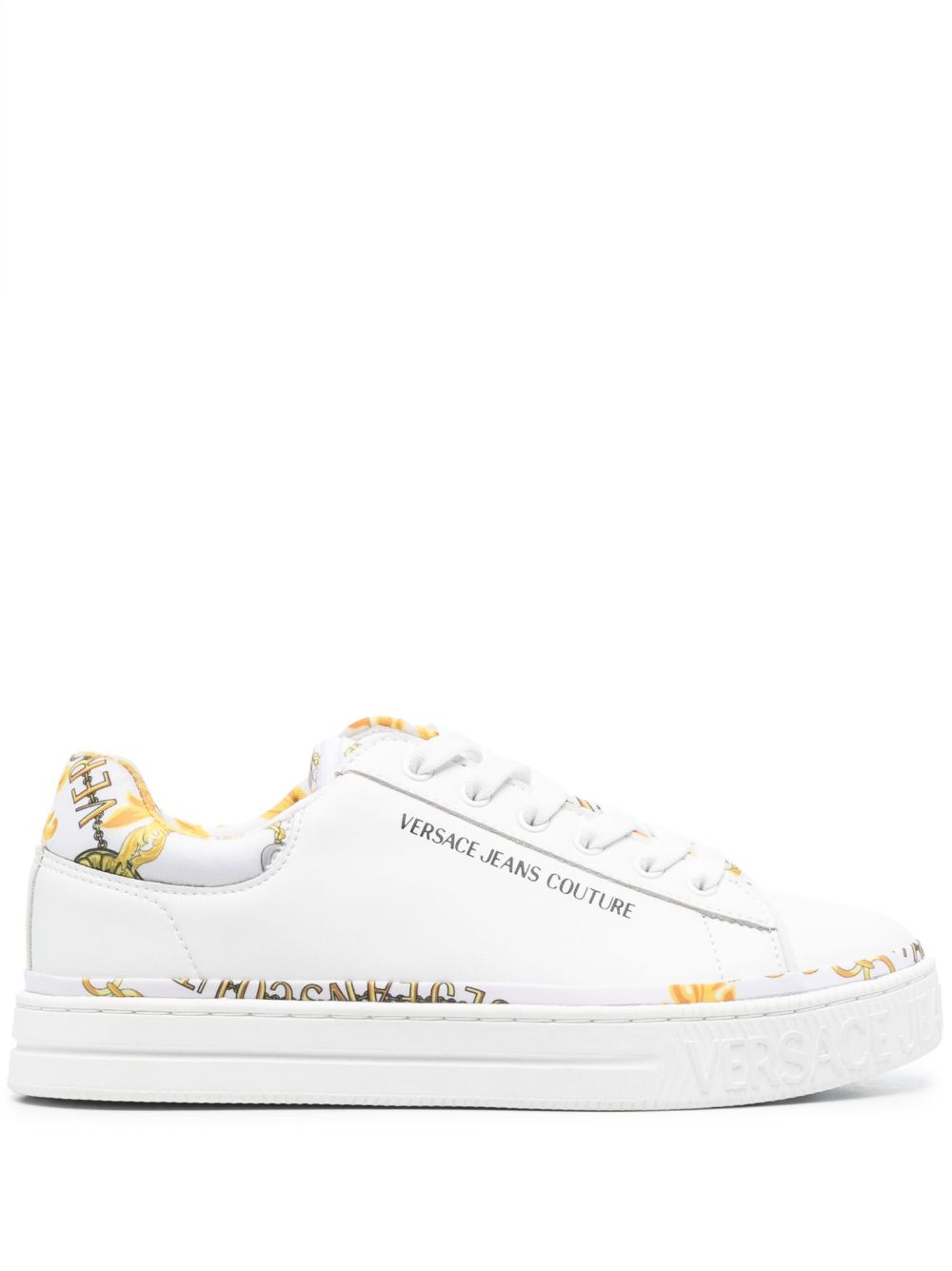 Versace Jeans Couture logo印花皮质运动鞋 - 白色