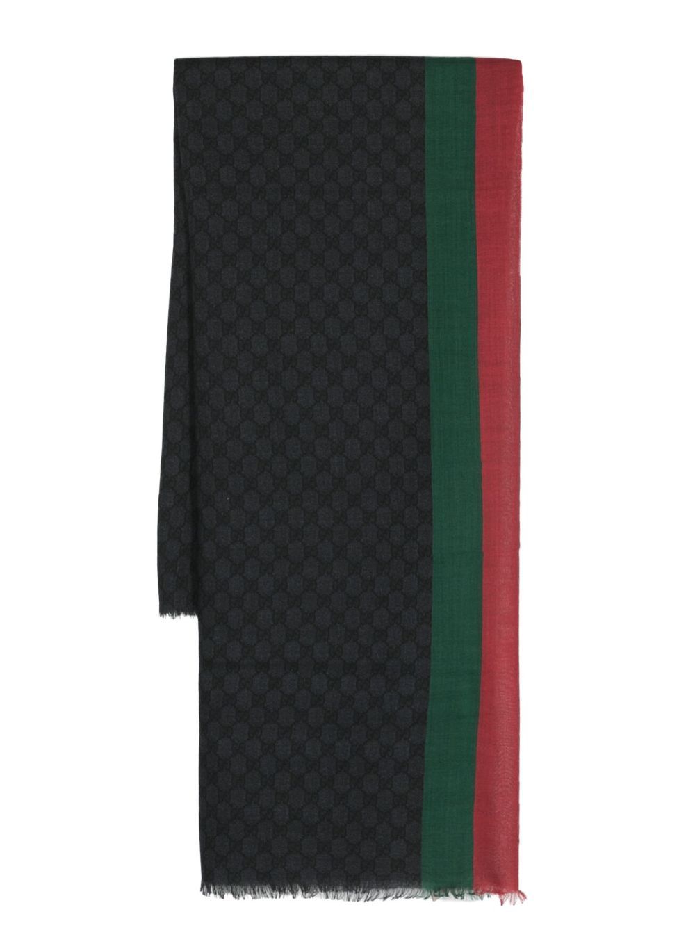 Gucci GG 交扣印花羊毛围巾 - 黑色