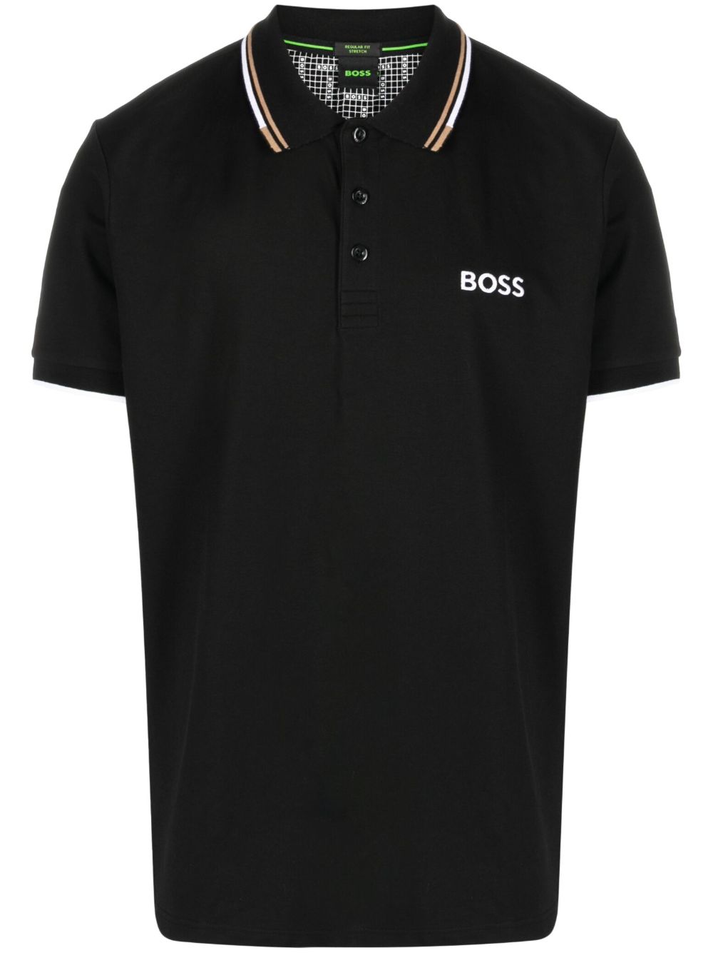 BOSS logo刺绣polo衫 - 黑色