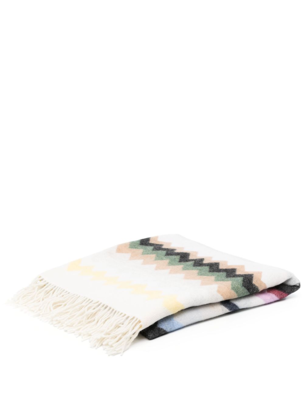 Missoni Home Z字形图案羊毛混纺盖毯 - 中性色