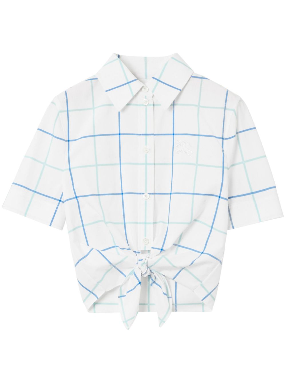 Burberry 格纹短款棉衬衫 - 白色