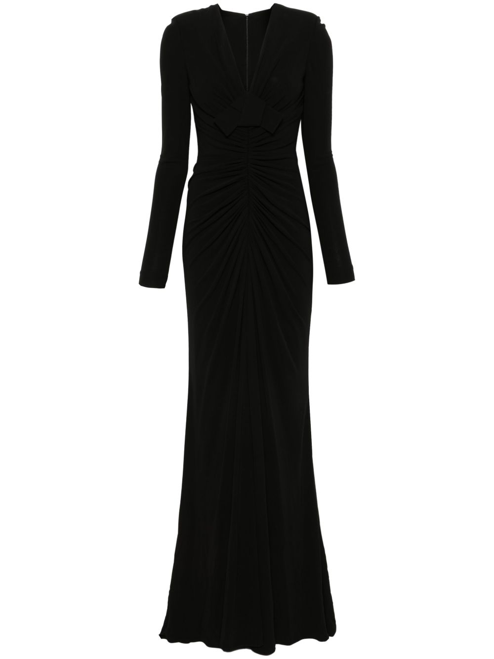 Elie Saab 褶饰细节礼服 - 黑色
