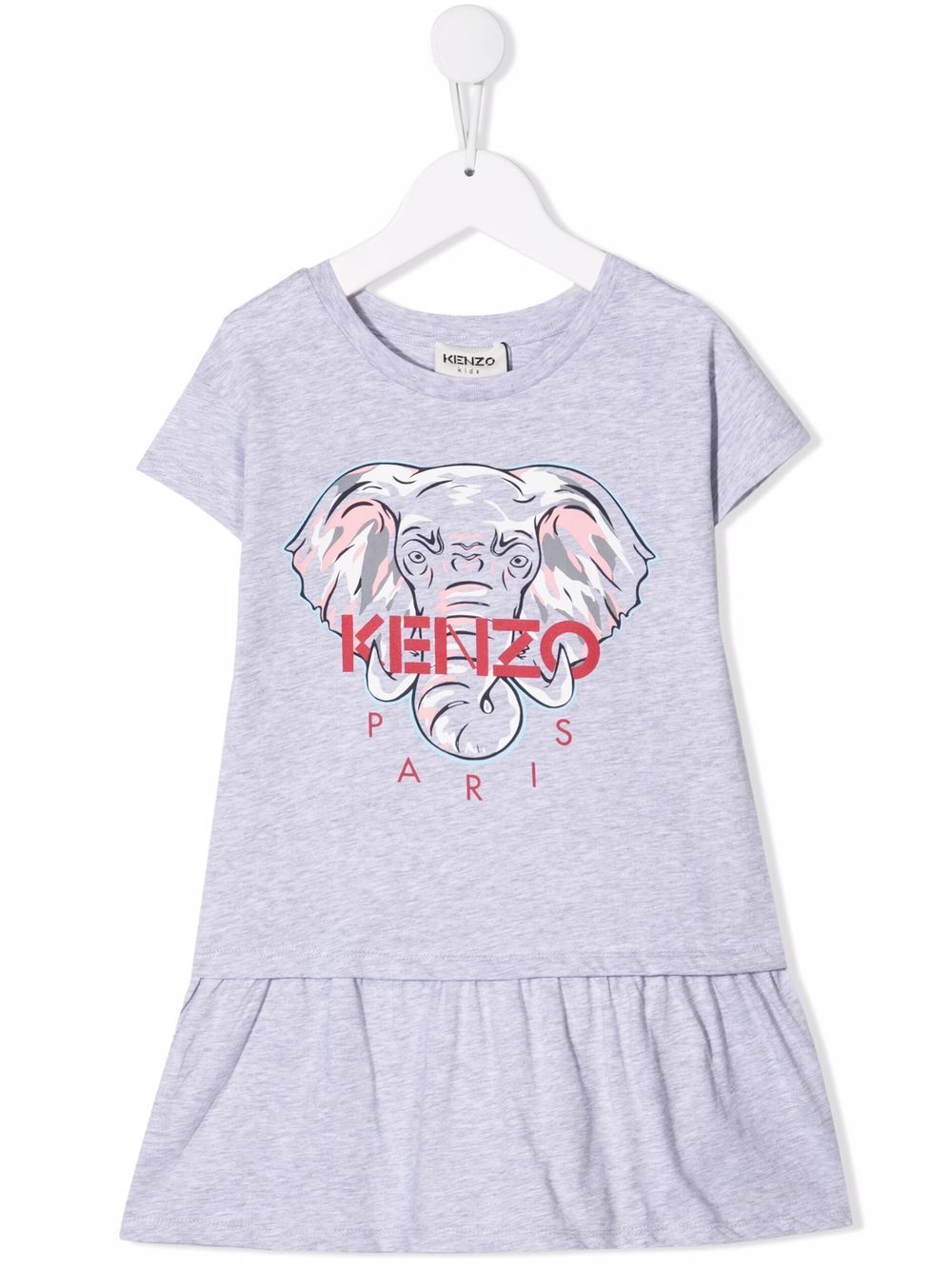 Kenzo Kids 大象印花T恤式连衣裙 - 灰色
