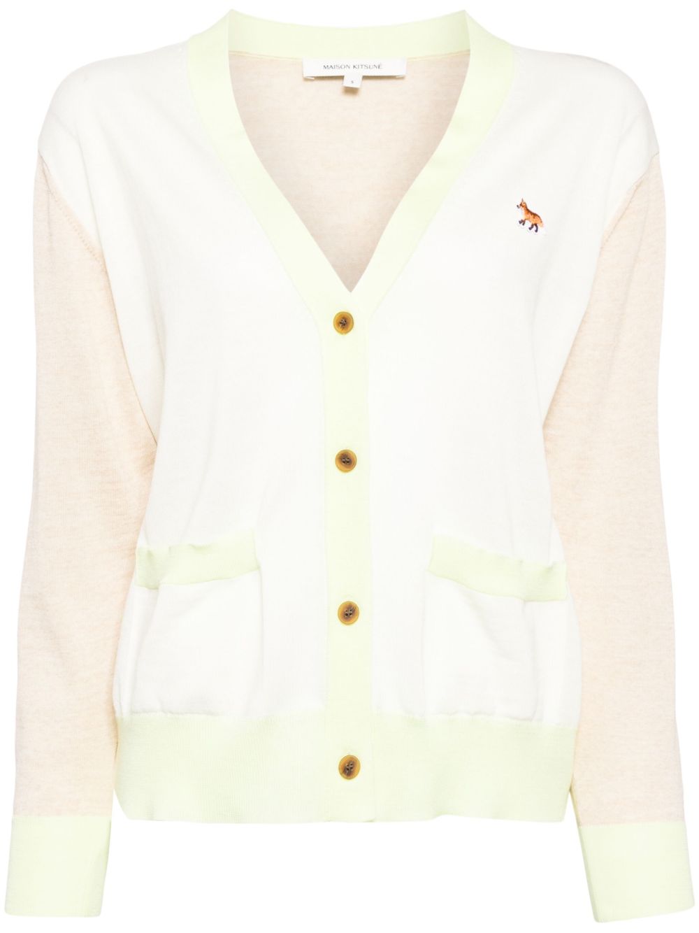 Maison Kitsuné Baby Fox 刺绣羊毛开衫 - 白色