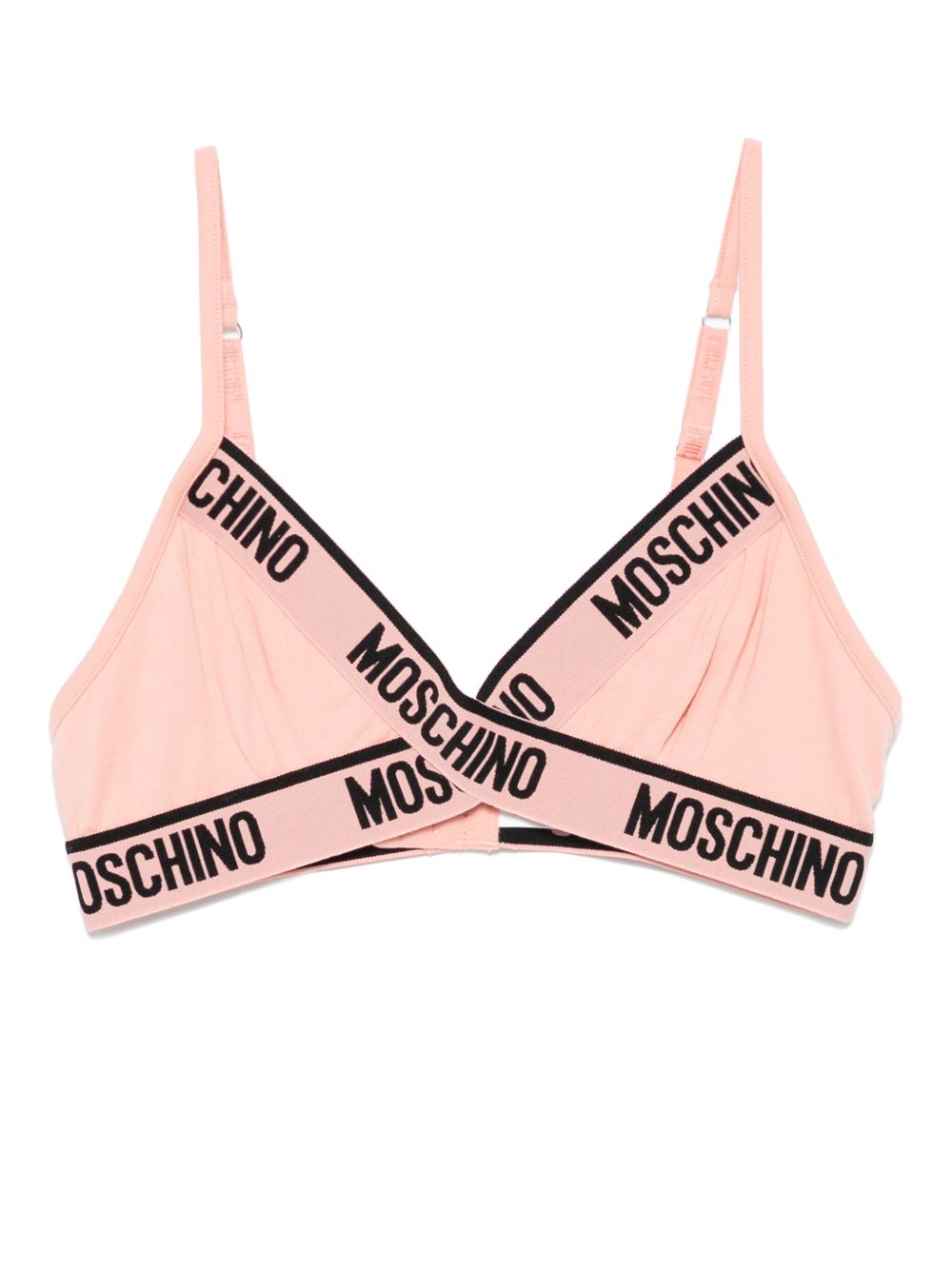 Moschino logo织带文胸 - 粉色