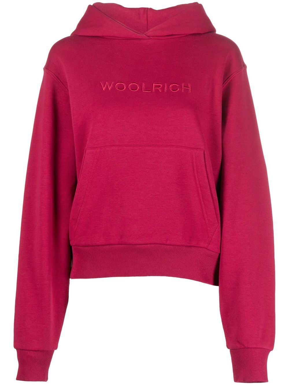 Woolrich logo刺绣抓绒连帽衫 - 粉色